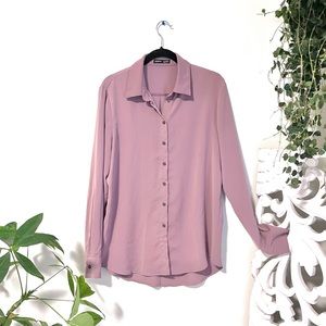 {SHEIN} Oversized Silky Button-Down